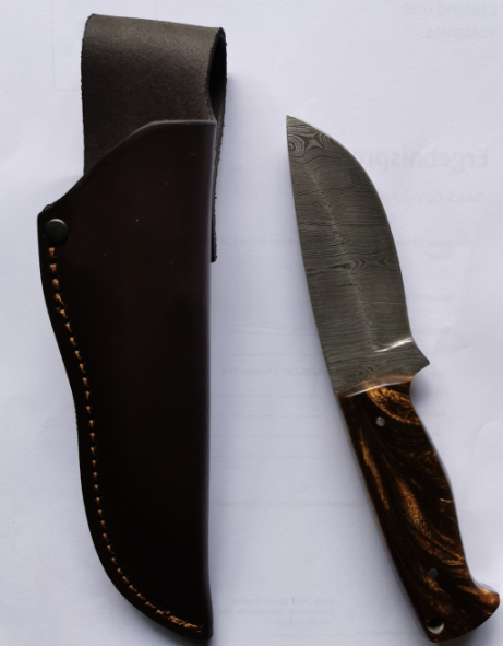 Damasta Messer mit Lederscheide