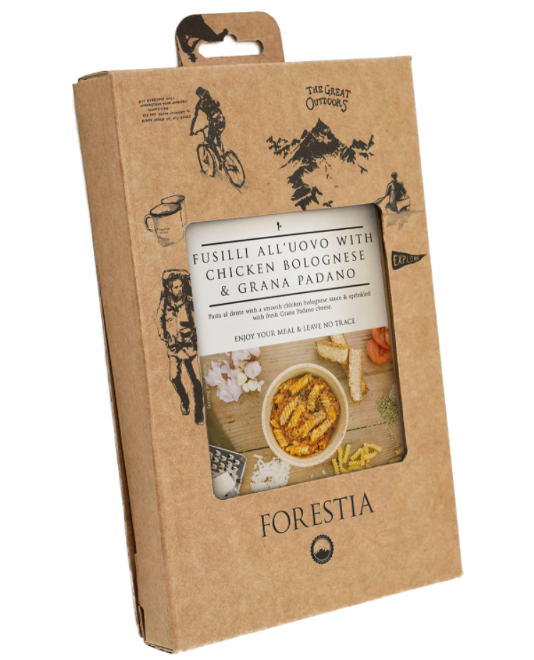 Forestia Eier-Spiralnudeln mit Hühnchen-Bolgonese und Grana Padano-SH Outdoornahrung Trekking